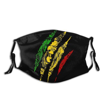 Niqqzit Lion of Judah King Rasta Reggae Jamaica Mask with Filter Breathable Face Mask Washable Balaclava Bandana Mouth Cover with Adjustable Ear Loops