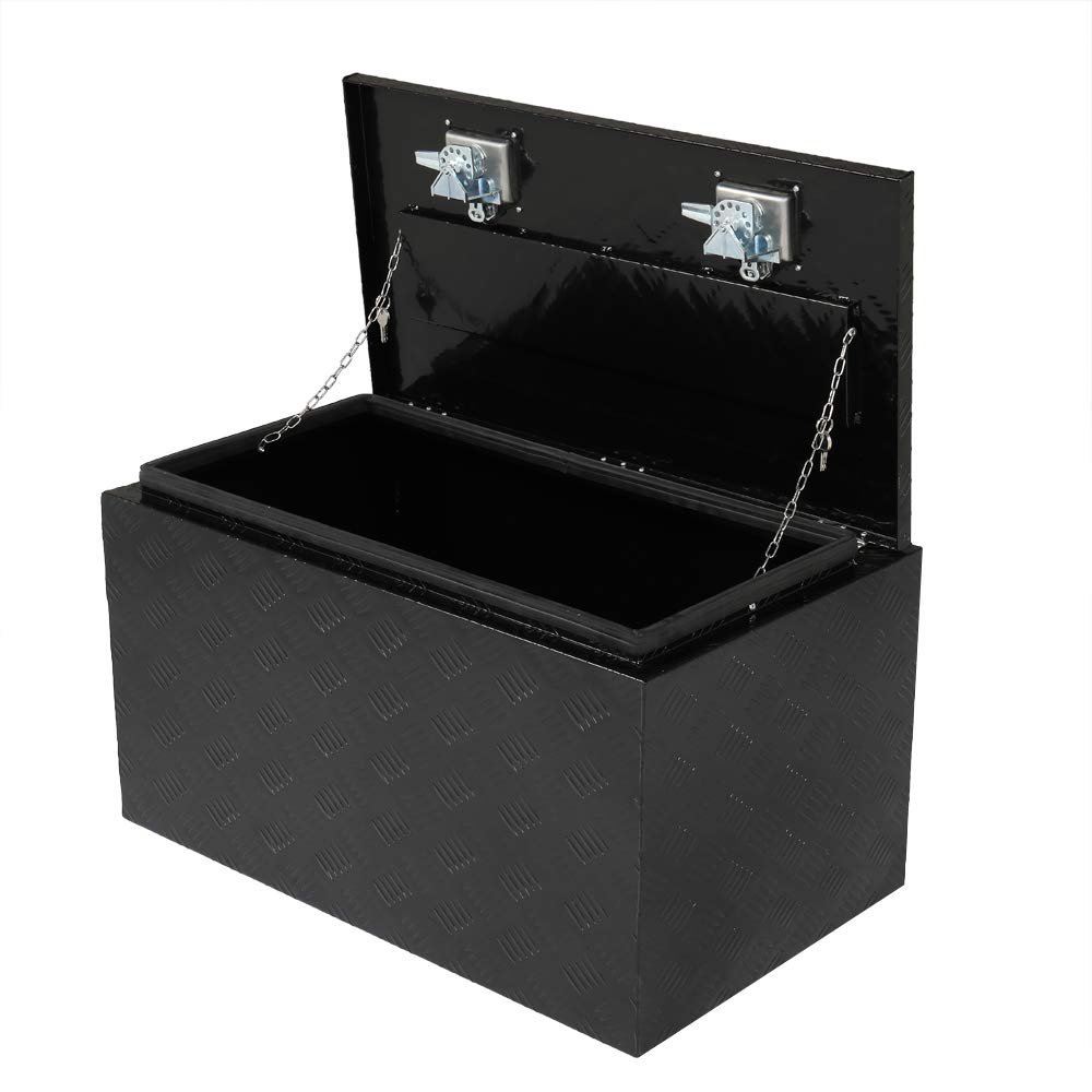 Volowoo Aluminum Pattern Toolbox, Hard Case,Aluminum Storage Box Framed Locking Storage Box Case Lock Box Hard Storage Case (Black,B, 30'')