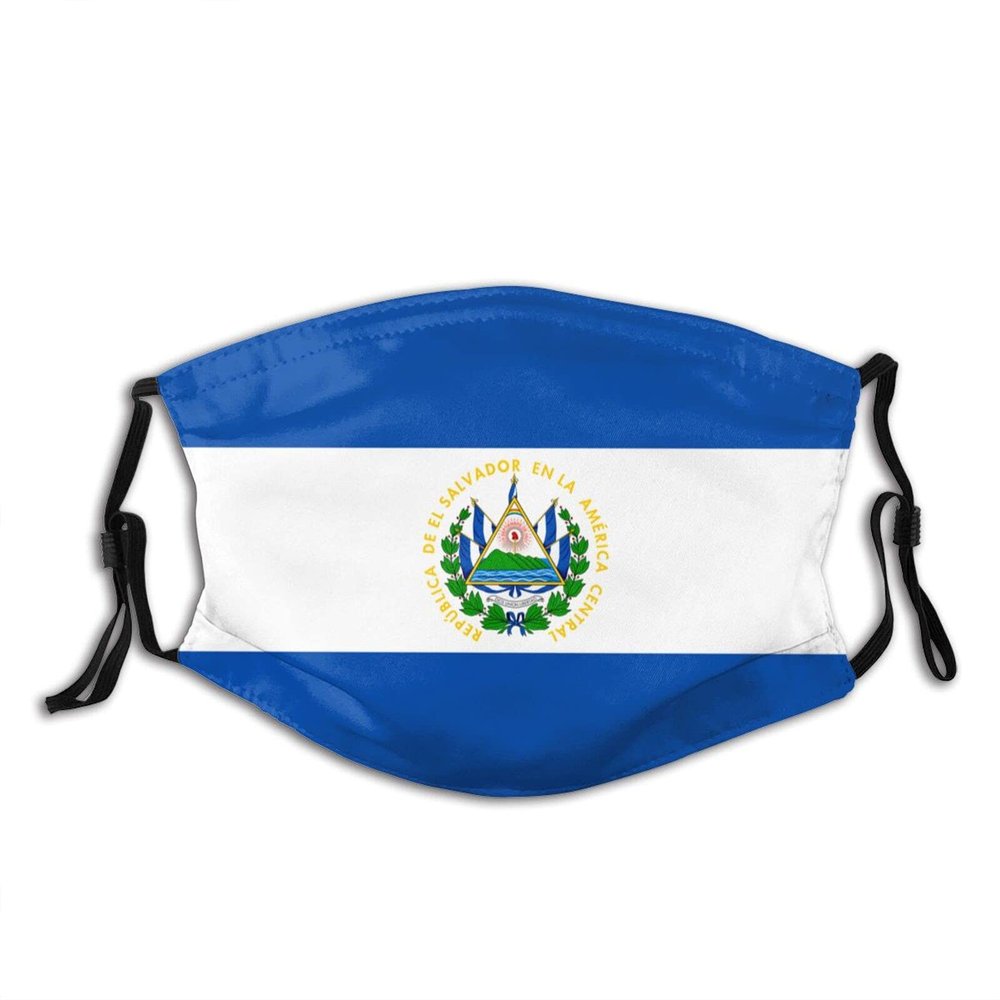 Niqqzit El Salvador Flag Mask with Filter Breathable Face Mask Washable Balaclava Bandana Mouth Cover with Adjustable Ear Loops