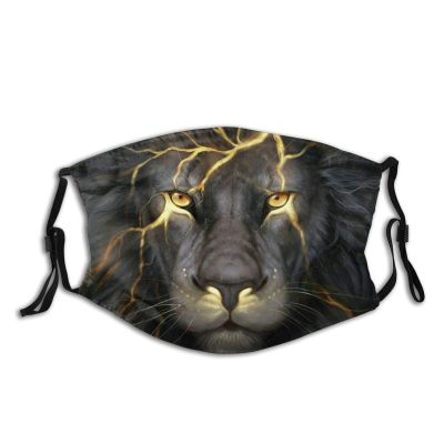 Niqqzit 3D Black Lion Golden Scar Mask with Filter Breathable Face Mask Washable Balaclava Bandana Mouth Cover with Adjustable Ear Loops