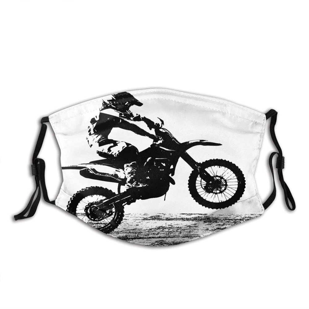 Niqqzit Motocross Dirt Bike Mask with Filter Breathable Face Mask Washable Balaclava Bandana Mouth Cover with Adjustable Ear Loops