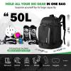 Hikenture Ski Boot Bag Backpack, 50L Padded Ski Bag Snowboard Boot Bag with Drain Holes, Large Capacity Water-Resistant Ski Travel Bag for Ski Boots, Helmet, Goggles, Clothes, Gloves, Snowboard Gear view 2