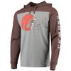 47 Men's Heathered Gray/Brown Cleveland Browns Franklin Wooster Long Sleeve Hoodie T-Shirt view 2