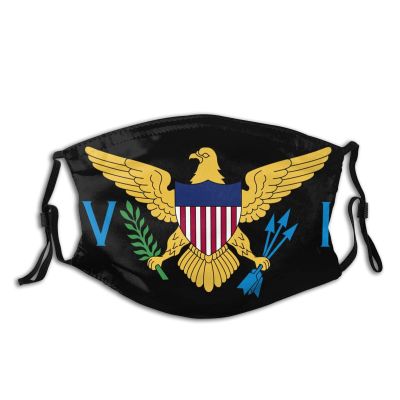 Niqqzit Us Virgin Islands Flag Mask with Filter Breathable Face Mask Washable Balaclava Bandana Mouth Cover with Adjustable Ear Loops