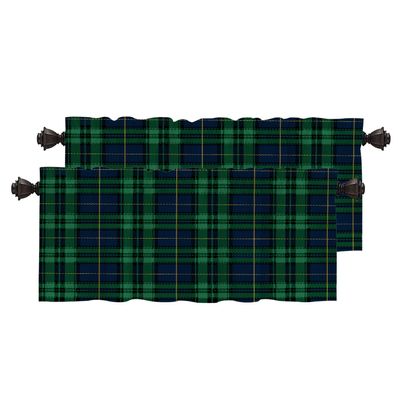 BaoNews Tartan Plaid Kitchen Valances for Windows,Black Watch Christmas Fabric Texture Blackout Valances Curtains Multilayer Polyester Drapes for Kitchen Bedroom 2 Pack 52X18 Inches