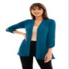 Loxdonz Women's Open Front Cardigans Casual 3/4 Sleeve Cardigan Soft Lightweight Top (X-Large, Teal) view 3