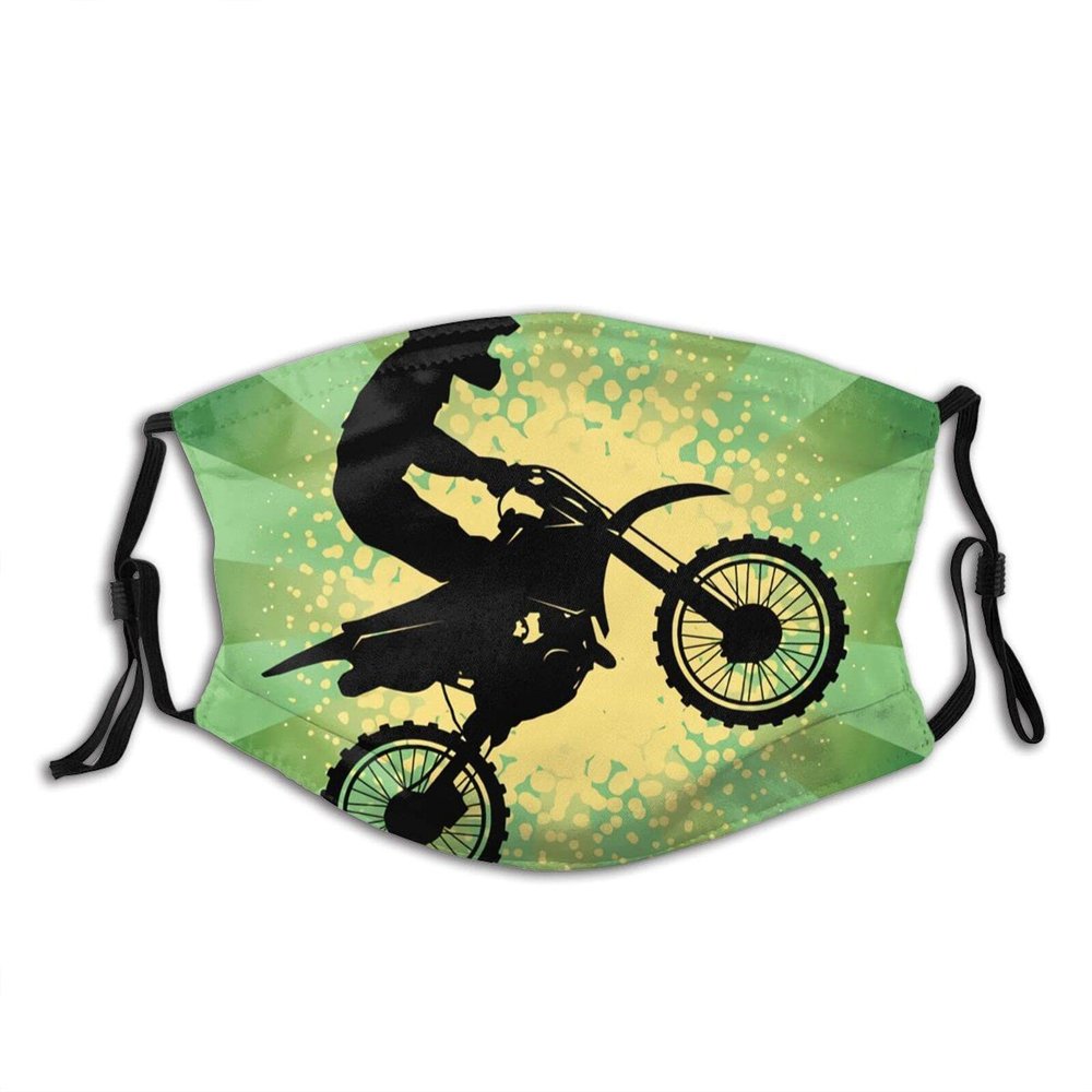 Niqqzit Motocross Dirt Bike Mask with Filter Breathable Face Mask Washable Balaclava Bandana Mouth Cover with Adjustable Ear Loops