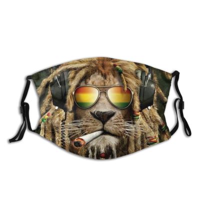 Niqqzit Jamaican Rasta Reggae Judah Lion Mask with Filter Breathable Face Mask Washable Balaclava Bandana Mouth Cover with Adjustable Ear Loops