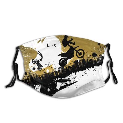 Niqqzit Motocross Dirt Bike Mask with Filter Breathable Face Mask Washable Balaclava Bandana Mouth Cover with Adjustable Ear Loops