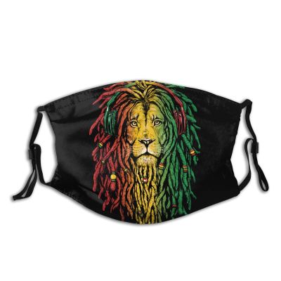 Niqqzit Jamaican Rasta Reggae Judah Lion Mask with Filter Breathable Face Mask Washable Balaclava Bandana Mouth Cover with Adjustable Ear Loops