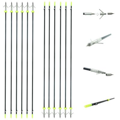 12Pcs Fishing Arrow 35 Inch Archery Fish Hunting Arrows Fiberglass Bowfishing Arrow with Safety Slides Barb and Barbed Arrow Slingshot Bow