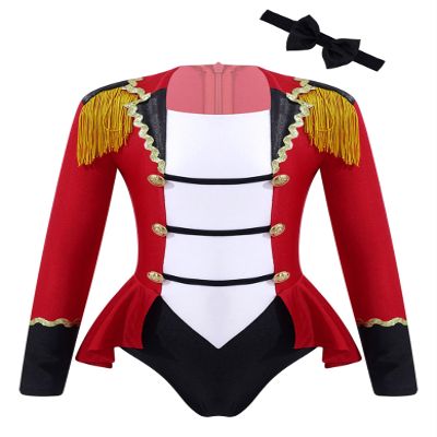Manyakai Kids Girls Circus Ringmaster Jumpsuit Tailcoat Rompers Carnival Theme Party Fancy Dress up Red 14 Years