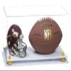 Better Display Cases Acrylic Display Case for Full Size Football and Mini Helmet - Large Rectangle Box with Clear Case, Yellow Risers and White Base 19.25" x 8.25" x 8" (B47/A103) view 1