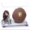 Better Display Cases Acrylic Display Case for Full Size Football and Mini Helmet - Large Rectangle Box with Clear Case, Purple Risers and White Base 19.25" x 8.25" x 8" (B47/A103) view 1