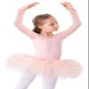 Bezioner Girls Cotton Ballet Dance Dress Cute Tutu Skirted Leotard Long Sleeve Pink 120 view 1