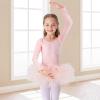Bezioner Girls Cotton Ballet Dance Dress Cute Tutu Skirted Leotard Long Sleeve Pink 120 view 2