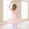 Bezioner Girls Cotton Ballet Dance Dress Cute Tutu Skirted Leotard Long Sleeve Pink 120 view 3