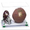 Better Display Cases Acrylic Display Case for Full Size Football and Mini Helmet - Large Rectangle Box with Clear Case, Green Risers and White Base 19.25" x 8.25" x 8" (B47/A103) view 1