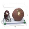 Better Display Cases Acrylic Display Case for Full Size Football and Mini Helmet - Large Rectangle Box with Clear Case, Green Risers and White Base 19.25" x 8.25" x 8" (B47/A103) view 2