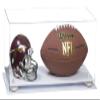 Better Display Cases Acrylic Display Case for Full Size Football and Mini Helmet - Large Rectangle Box with Clear Case, White Risers and White Base 19.25" x 8.25" x 8" (B47/A103) view 1