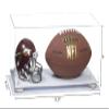 Better Display Cases Acrylic Display Case for Full Size Football and Mini Helmet - Large Rectangle Box with Clear Case, White Risers and White Base 19.25" x 8.25" x 8" (B47/A103) view 2