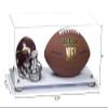 Better Display Cases Acrylic Display Case for Full Size Football and Mini Helmet - Large Rectangle Box with Clear Case, Silver Risers and White Base 19.25" x 8.25" x 8" (B47/A103) view 2
