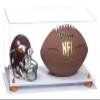 Better Display Cases Acrylic Display Case for Full Size Football and Mini Helmet - Large Rectangle Box with Clear Case, Orange Risers and White Base 19.25" x 8.25" x 8" (B47/A103) view 1