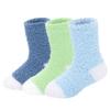 American Trends Toddler Fuzzy Socks Kids Slipper Socks for Girls Boys Baby Cozy Fluffy Warm Winter Socks 3 Pack Blue&& Green 3-6 Years view 1