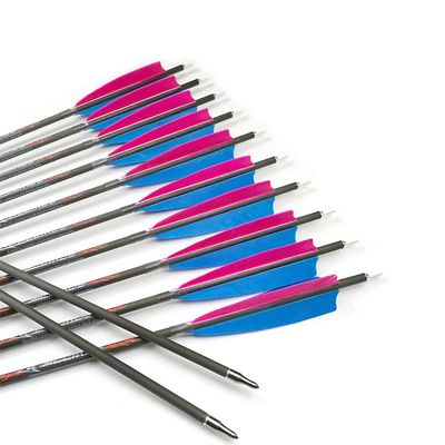 12pc Custom Length Carbon Arrows for 10-70 Lb Recurve Bow ID 6.2mm .244" 22-33 Inch Spine 250 300 340 400 500 600 700 800 Target Practice & Hunting Arrow Adult Youth Shooting