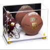 Better Display Cases Acrylic Display Case for Full Size Football and Mini Helmet - Large Rectangle Box with Mirror Case, Yellow Risers and White Base 19.25" x 8.25" x 8" (B47/A103) view 1