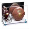 Better Display Cases Acrylic Display Case for Full Size Football and Mini Helmet - Large Rectangle Box with Mirror Case, Blue Risers and White Base 19.25" x 8.25" x 8" (B47/A103) view 1