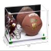 Better Display Cases Acrylic Display Case for Full Size Football and Mini Helmet - Large Rectangle Box with Mirror Case, Green Risers and White Base 19.25" x 8.25" x 8" (B47/A103) view 2