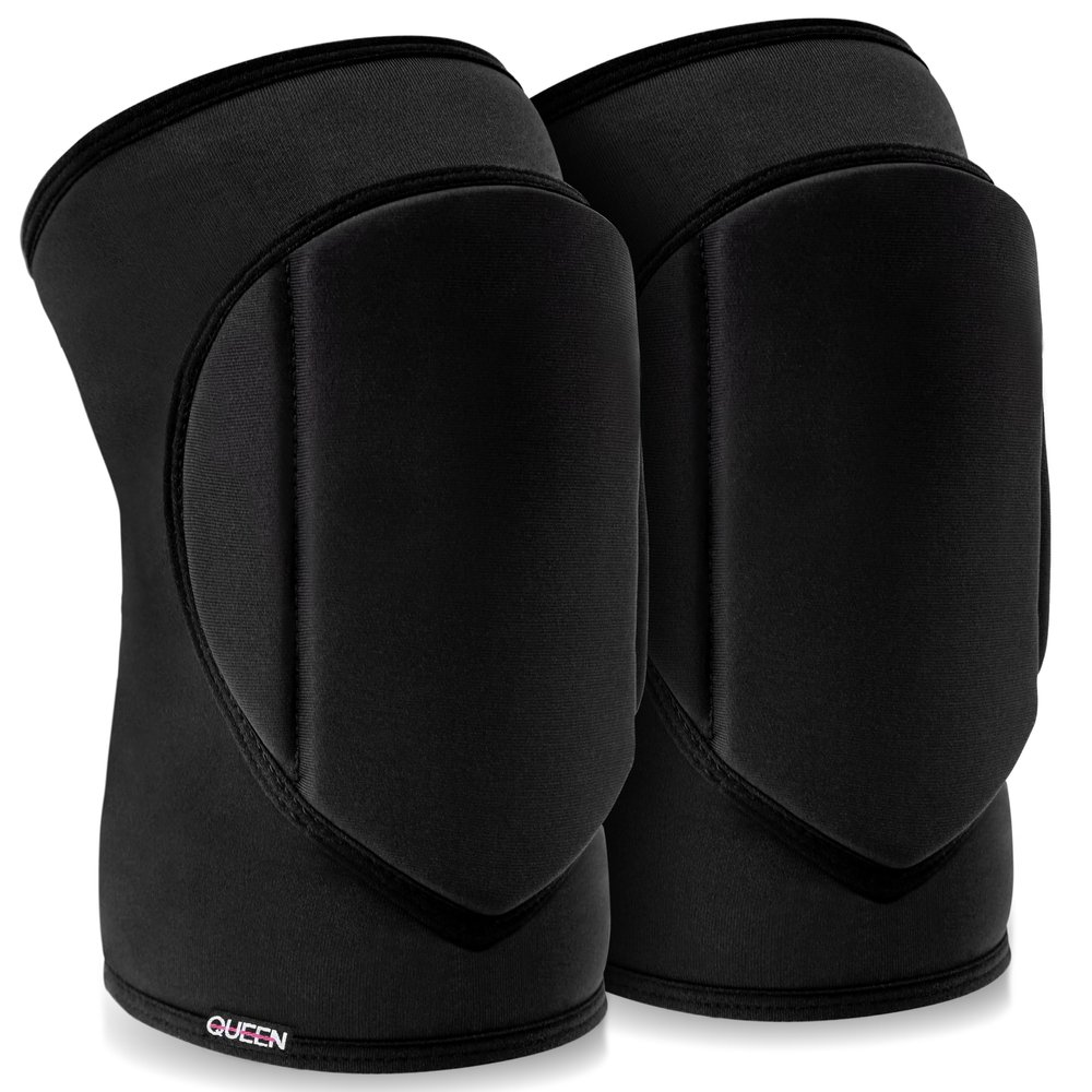Queen Wear  Sleek Black  Pole Dance Knee Pads Perfect Woman Protection for Ballet Modern Dance and Indoor Sports (L)