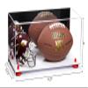Better Display Cases Acrylic Display Case for Full Size Football and Mini Helmet - Large Rectangle Box with Mirror Case, Red Risers and White Base 19.25" x 8.25" x 8" (B47/A103) view 2