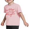 Christmas Shirts Toddler Boy Girls Merry and Bright T-Shirt Christmas Lights Graphic Tees Holiday Tops Pink view 3