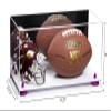Better Display Cases Acrylic Display Case for Full Size Football and Mini Helmet - Large Rectangle Box with Mirror Case, Purple Risers and White Base 19.25" x 8.25" x 8" (B47/A103) view 2