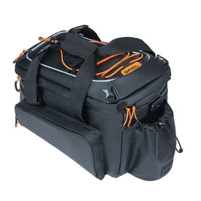 Basil Miles XL Pro MIK Pannier Rack Bag, Black, Orange, 31 x 23 x 23 cm