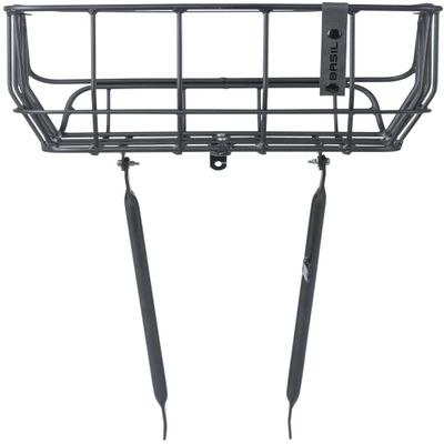 Basil Bicycle Basket, Portland, Front Basket, 6.6 gal (25 L), Front Use, Compatible with 0.5-0.5 inch (12-13 mm) Nut Stoppers, Matte Black
