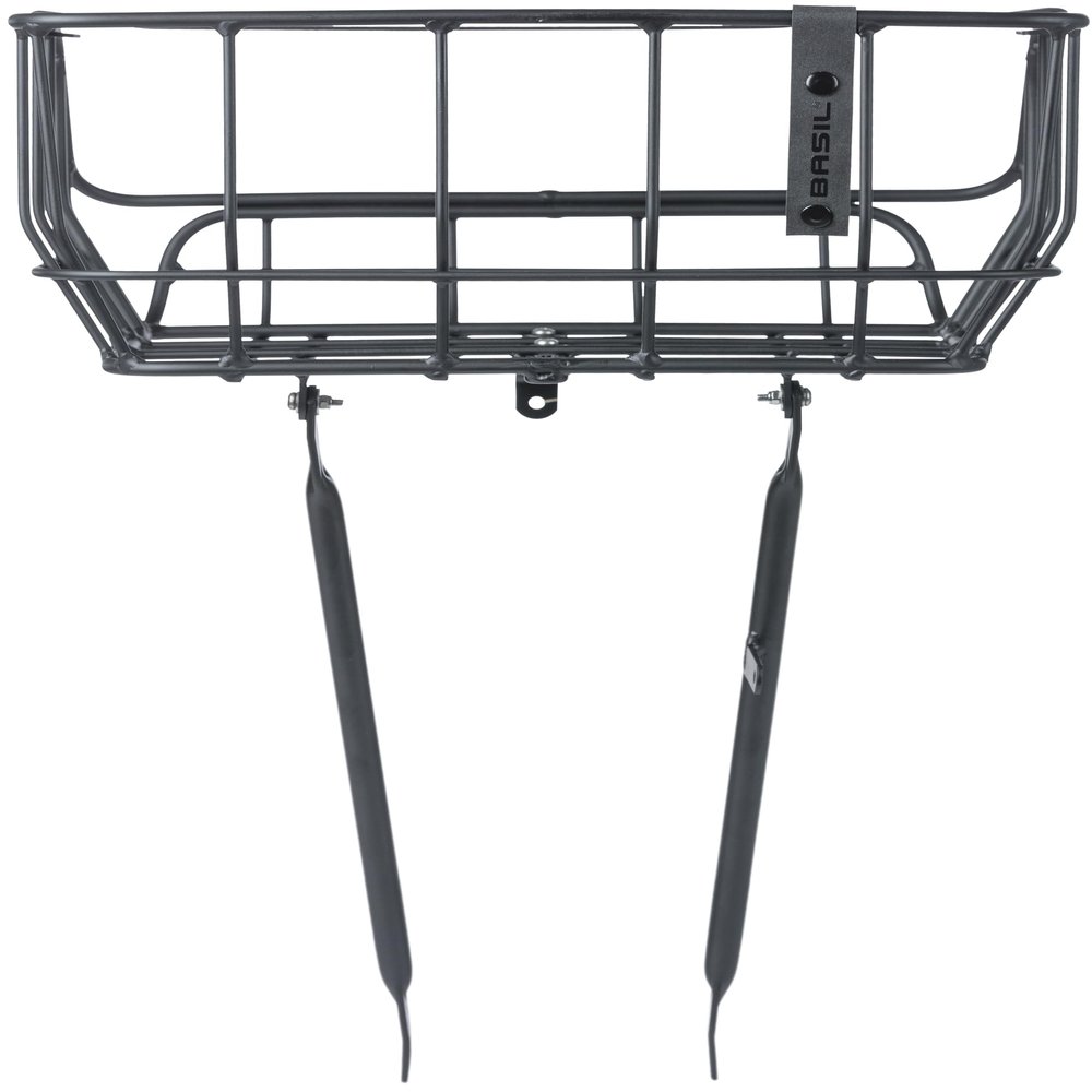 Basil Bicycle Basket, Portland, Front Basket, 6.6 gal (25 L), Front Use, Compatible with 0.5-0.5 inch (12-13 mm) Nut Stoppers, Matte Black