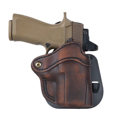 1791 GUNLEATHER P320c Paddle Holster - Optic Ready OWB CCW Leather Holster for Belts - Right Handed - HK VP9sk, P2000, 45c, SIG P229c and Most compacts w. Rails