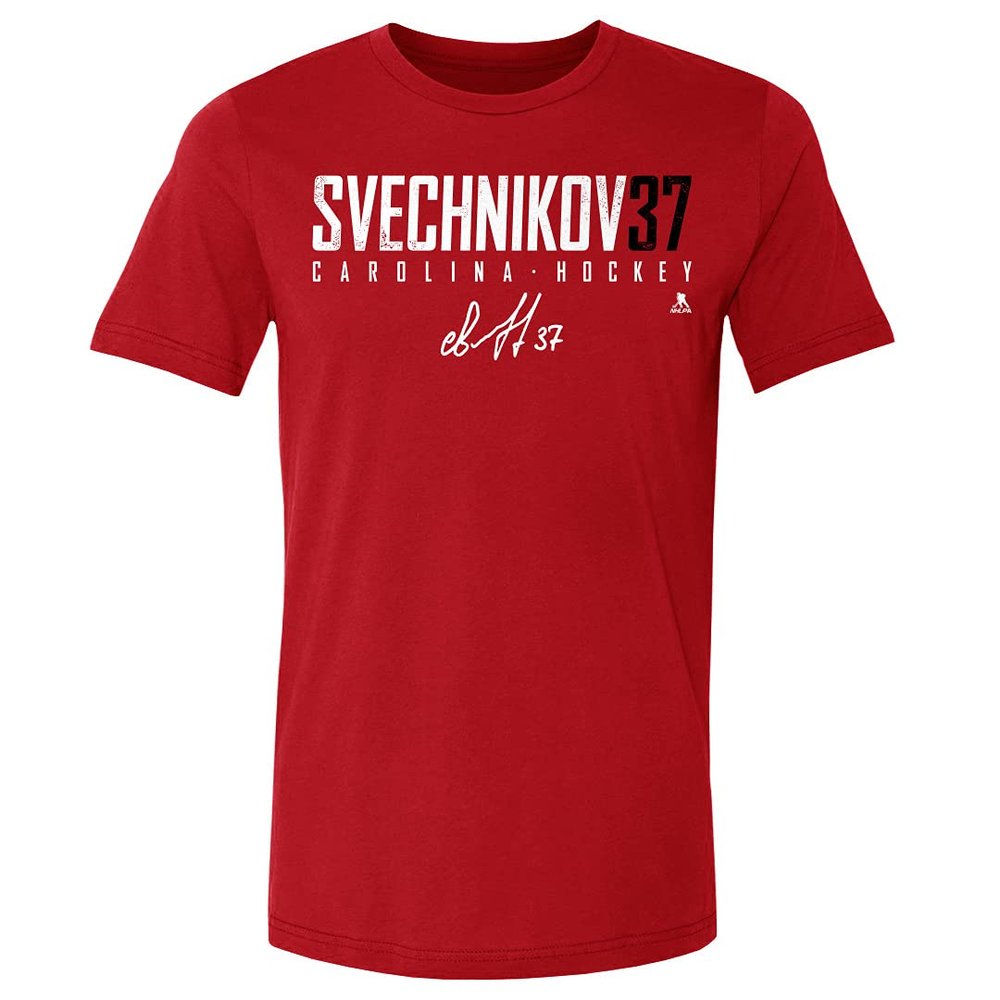 500 LEVEL Andrei Svechnikov Shirt (Cotton, XX-Large, Red) - Andrei Svechnikov Carolina Elite WHT