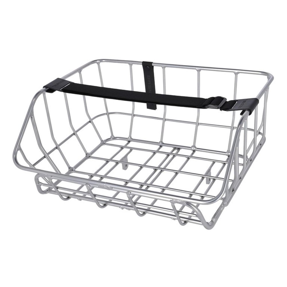 Basil Bicycle Basket, Portland, Front Basket, 6.6 gal (25 L), Front Use, Compatible with 0.5-0.5 inch (12-13 mm) Nut Stoppers, Chrome