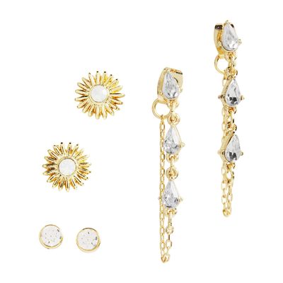 Mud Pie Women's Dainty Earring Set, Cream, One Size