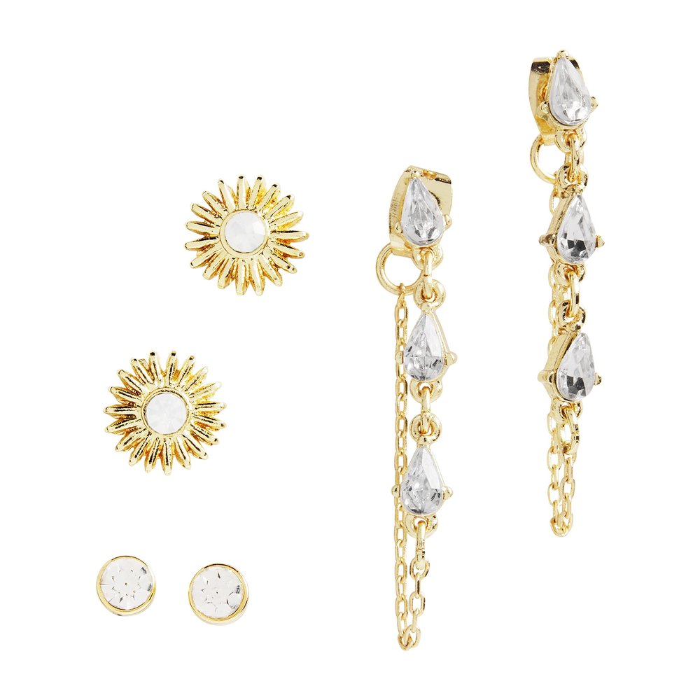 Mud Pie Women's Dainty Earring Set, Cream, One Size
