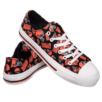 FOCO Cleveland Browns NFL Womens Low Top Repeat Print Canvas Shoes - 8