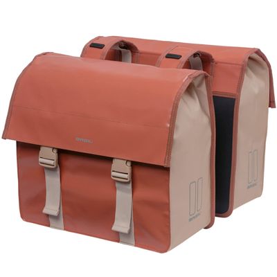 BASIL Bicycle Pannier Bag Urban Road Double Pannier Bag Terra Red/Rose