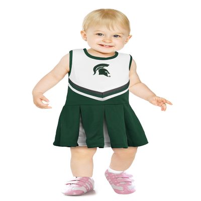 Little King NCAA Infant/Toddler Girls One Piece Team Cheer Jumper Dress-Michigan State Spartans-3T