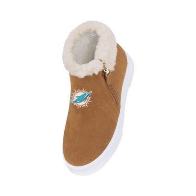 FOCO Miami Dolphins NFL Womens Fuzzy Brim Zipper Boot - 8