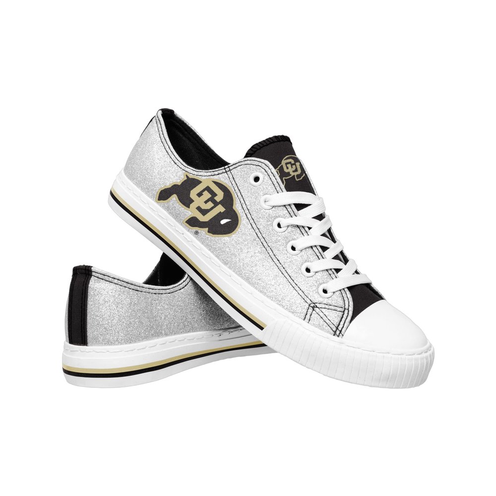 FOCO Colorado Buffaloes NCAA Womens Glitter Low Top Canvas Shoes - 7