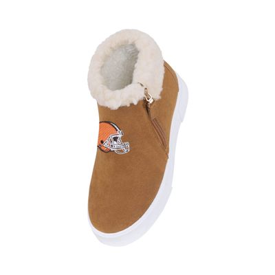 FOCO Cleveland Browns NFL Womens Fuzzy Brim Zipper Boot - 10